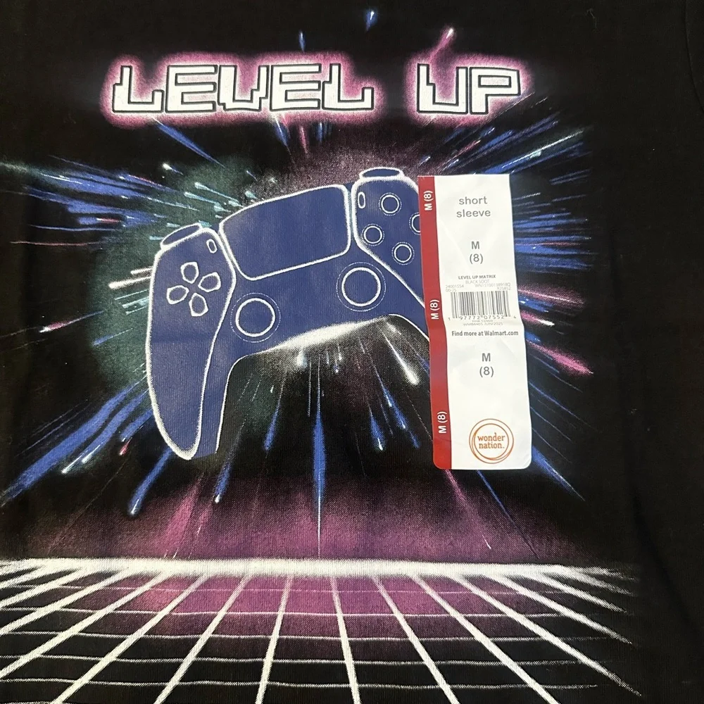 Wonder Nation Black Tee with Gaming Controller Design